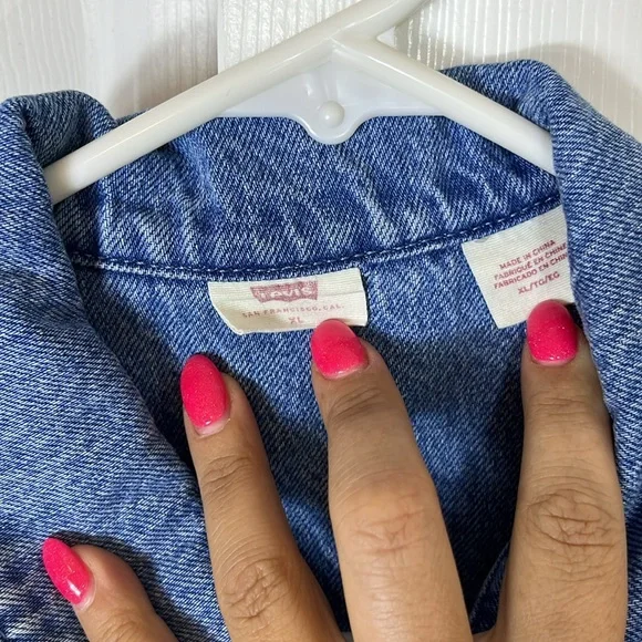 Levi’s Premium Denim Short sleeve Jumpsuit, size XL, Button & Drawstring Waist - Picture 5 of 7